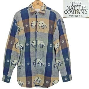 Vintage 90s Shacket The Nature Company XL Flannel Shirt Plaid Polar Bears Button